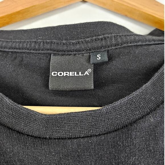 CORELLA MEN'S BLACK T-SHIRT WITH WHITE ROSE ART COLLECTION DESIGN – SIZE SMALL - Picture 5 of 7